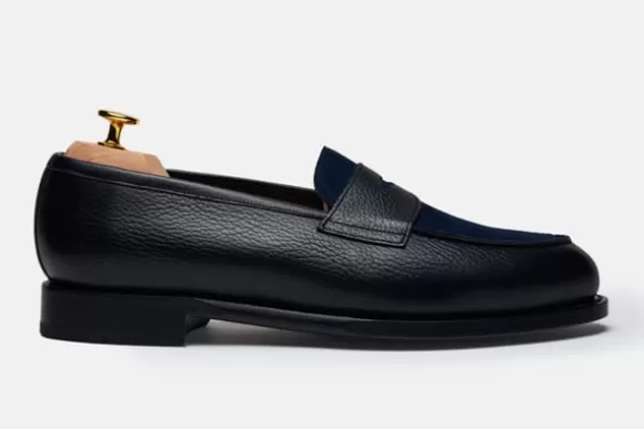 MORJAS Mocassins*The Penny Loafer BlackGrainu&NavySuede