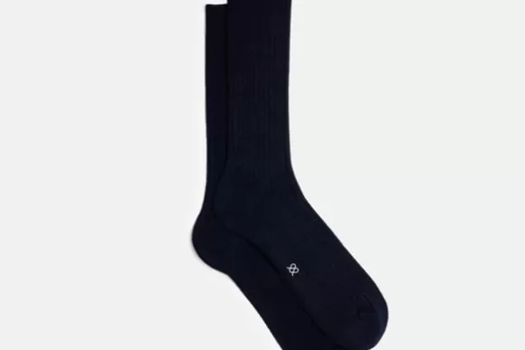 MORJAS Chaussettes*The Wool Sock NavyRibbed
