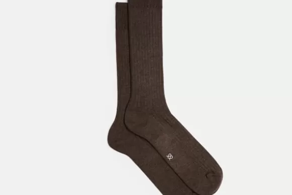 MORJAS Chaussettes*The Wool Sock Mid-BrownRibbed